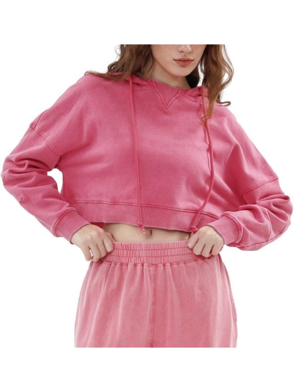 Cozy Washed Cropped Hoodie Sweatshirt for Women - Trendy Casual Style, Perfect